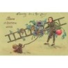 n°30178 - Carte Gaufrée - Bonne et Heureuse Année - Ramoneur portant son échelle