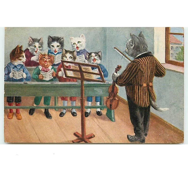 n°13786 - Style Thiele - Chorale de Chats habillés