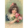n°30197 - J.C Schmidt - Postkarte mit Rosenduft - Fillette tenant un bouquet de roses