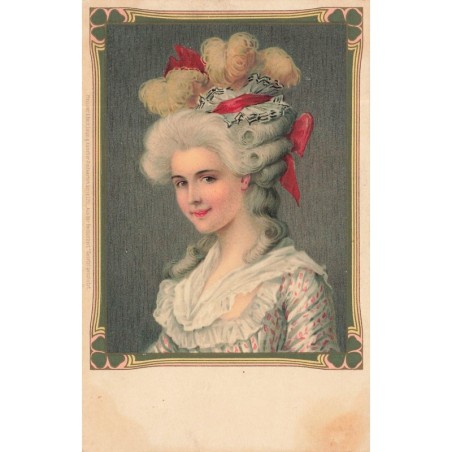n°30204 - Illustrateur M.S.M. - Jeune femme portant une perruque ornée de plumes - Meissner