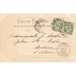 n°30207 - Carte Gaufrée - Illustrateur M.S.M. - Une jeune femme portant une perruque, avec une fillette sur les genoux