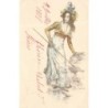 n°30209 - Illustrateur M.S.M. - Jeune femme avec une grande canne, traversant un ruisseau
