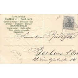 n°30220 - Carte Gaufrée - Fröhliche Weihnachten - Ange gardien apportant des jouets tenant une poupée