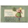 n°30224 - Carte Gaufrée - MSIB  13793  - Glückliches Neujahr - Fillette tenant un bouquet
