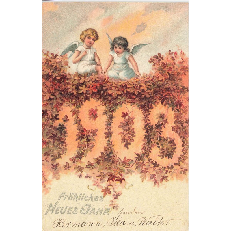 n°30228 - Nouvel An - Fröhliche Neues Jahr - 1903 - Anges