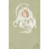 n°30255 - Carte Gaufrée - Fantaisie - Portrait d'une jeune femme au milieu d'une fleur en dentelle