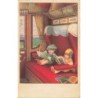 n°30257 - Illustrateur A. Bertiglia - Deux enfants dans un wagon, lisant des journaux