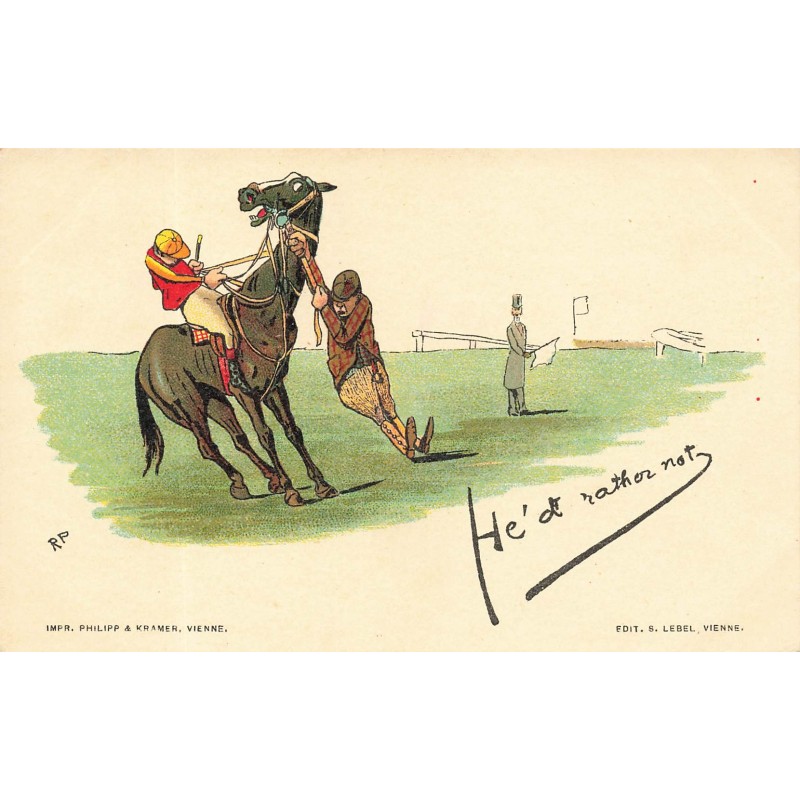 n°30268 - Illustrateur R. Pick - He't rather not - Jockey, course de chevaux