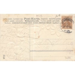 n°30281 - Carte Gaufrée - Nouvel An - MSIB 13555 - Fillette portant un cochon - Champignon