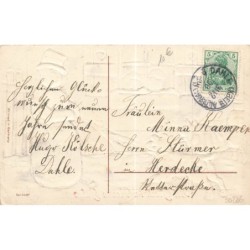 n°30286 - Carte Gaufrée - Nouvel An - Bonhomme de neige se protégeant de deux chiens