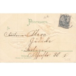 n°30296 - Carte Gaufrée - Nouvel An - Prosit Neujahr 1901 - Lutin et lune humanisée