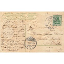 n°30298 - Carte Gaufrée - Prosit Neujahr - Garçons sur le balancier d'une pendule