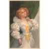 n°30301 - Illustrateur - MSM - Jeune femme souriante portant une robe blanche