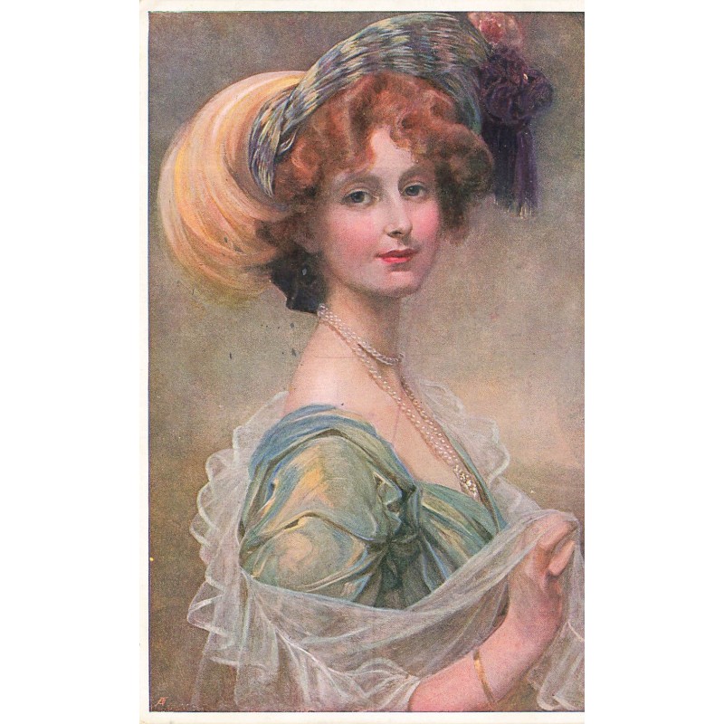 n°30302 - Illustrateur MM Vienne n°529 - Jeune femme portant un voile sur sa robe et une coiffe avec des plumes