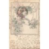 n°30305 - Illustrateur - Jeune femme au milieu d'un décor art nouveau , avec des roses