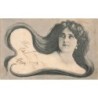 n°30308 - Jeune femme aux cheveux long, regardant vers le ciel - Surréalisme