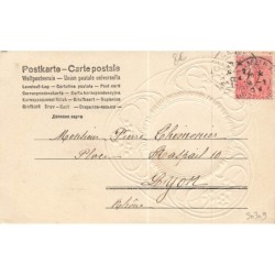 n°30309 - Carte Gaufrée - Fantaisie - Portrait d'une femme souriante dans un médaillon - Art Nouveau