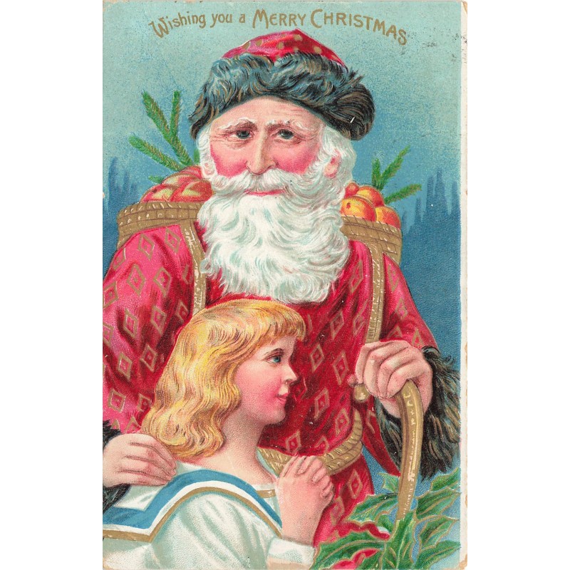 n°30324 - Noël - Wishing you a Merry Christmas - Père Noël près d'une fillette priant
