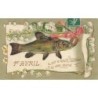 n°30329 - Carte Gaufrée - 1er Avril - Il est le gentil courrier de mon amitié - Poisson, Muguet