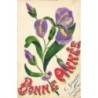 n°30330 - Carte Peinte à la Main - Bonne Année - Iris - C. Girantet Bruyères (Vosges)