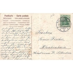 n°30338 - Carte Gaufrée - Nouvel An - Enfants près d'un champignon, entourés de trèfles