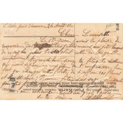 n°30341 - Carte Gaufrée - MSIB 13616 - Heureuse Fête - Cupidon dans une charette remplie de myosotis