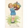 n°30342 - Bonne Fête - Enfant portant un panier rempli de fleurs - Style Flatscher