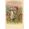 n°30348 - Carte Gaufrée - Fantaisie - Deux chats , l'un faisant la cour à l'autre