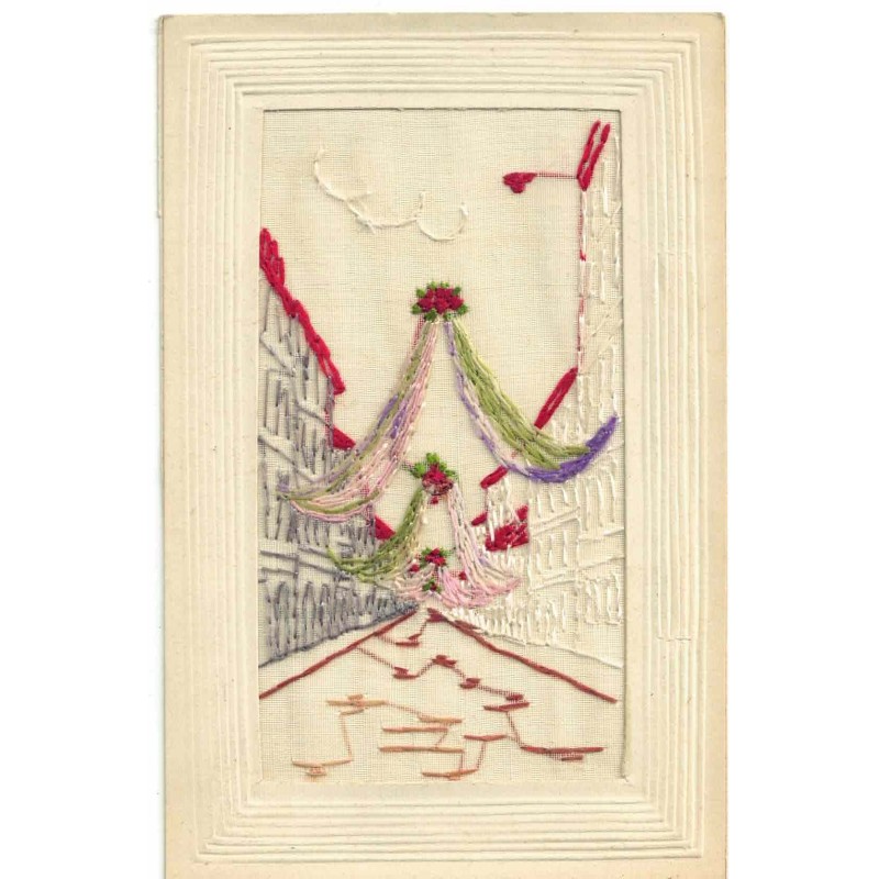 n°30354 - Carte Brodée -RARARE -  Fêtes des Mousselines