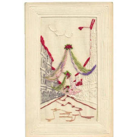 n°30354 - Carte Brodée -RARARE -  Fêtes des Mousselines