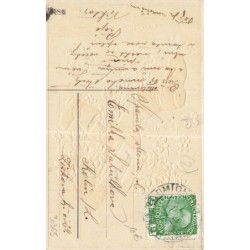 n°30365 - Carte Gaufrée - MSIB 13938 - Nouvel An - Garçon marchant avec des bottes de 7 lieues, lançant des violettes