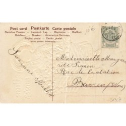 n°30367 - Carte Gaufrée - SER 247 - Bonne Année - Fillette portant un panier rempli de trèfles