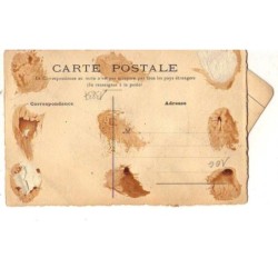 n°13837 - Collage - Ange pilotant un avion, avec une jeune femme assise sur l'avion