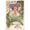 n°30380 - Carte Gaufrée - Clapsaddle - To wish you a Merry Christmas - Ange songeur