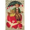n°30385 - Carte Gaufrée - Clapsaddle - Saint-Valentin - True Love's Greeting - Garçon assis sur un coeur