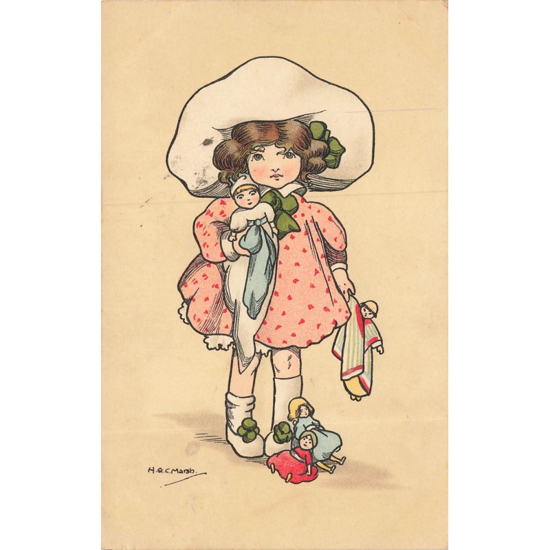 n°30393 - Fantaisie - H.G.C. Marsh - Fillette portant ses poupées