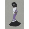 n°30401 - Carte Peinte à la Main - Mode - Jeune femme portant un manteau violet, et un manchon