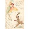 n°30402 - Fantaisie - Homme courant après une femme avec des ailes de papillons