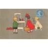 n°30403 - Illustrateur Baumgarten - Enfants près d'une chaise où se trouve une poupée et un ours en peluche - Teddy Bear