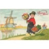 n°30405 - Illustrateur Baumgarten - Bonne Année - Jeune homme portant un bouquet - Moulin à vent