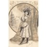 n°30429 - Carte à Paillettes - Joyeux Noël - Jeune femme près d'un rideau