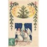 n°30432 - Carte Gaufrée - Heureux Noël - Anges Gardiens priant