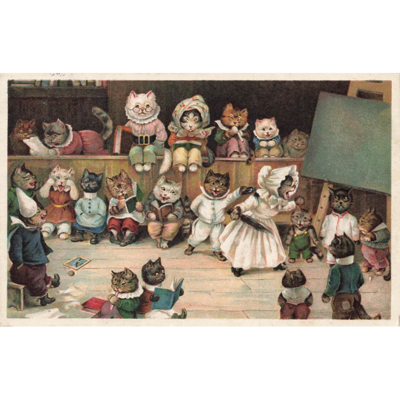n°30446 - Illustrateur Louis Wain - Salle de classe pour chats habillés