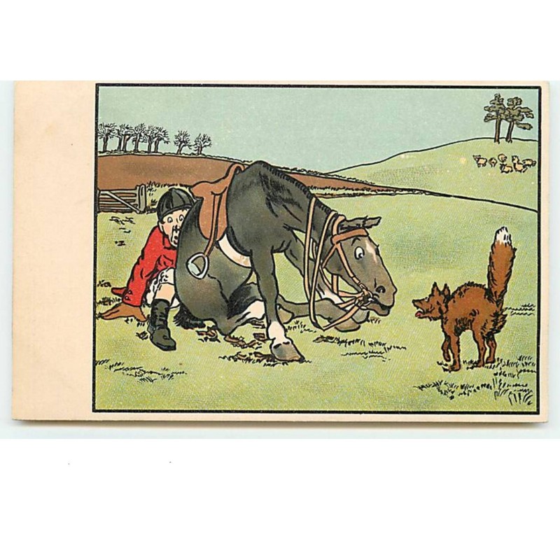 n°13858 - MM Vienne n°204 - Cavalier derrière son cheval ayant peur d'un renard