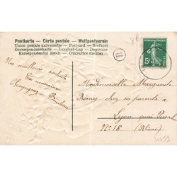 n°30459 - Carte Gaufrée - Bonne Année - Couple de jeunes gens portant un panier rempli de trèfles