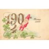 n°30463 - Carte Gaufrée - Heureuse Année 1904 - Lutin faisant du ski nautique en tenant le 4