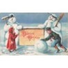 n°30464 - Buon Anno - Enfants faisant des boules de neige près de bonhommes de neige