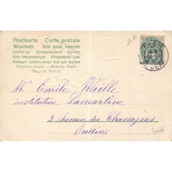 n°30477 - Carte Gaufrée - Clapsaddle - Joyeux Noël - Ange assis sur une étoile posé sur une branche de sapin