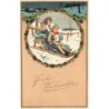 n°30480 - Carte Gaufrée - Noël - Fröhe Weihnachten - Enfants sur une luge