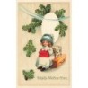 n°30482 - Carte Gaufrée - Clapsaddle - Fröhliche Weihnachten - Fillette assise sur sa valise